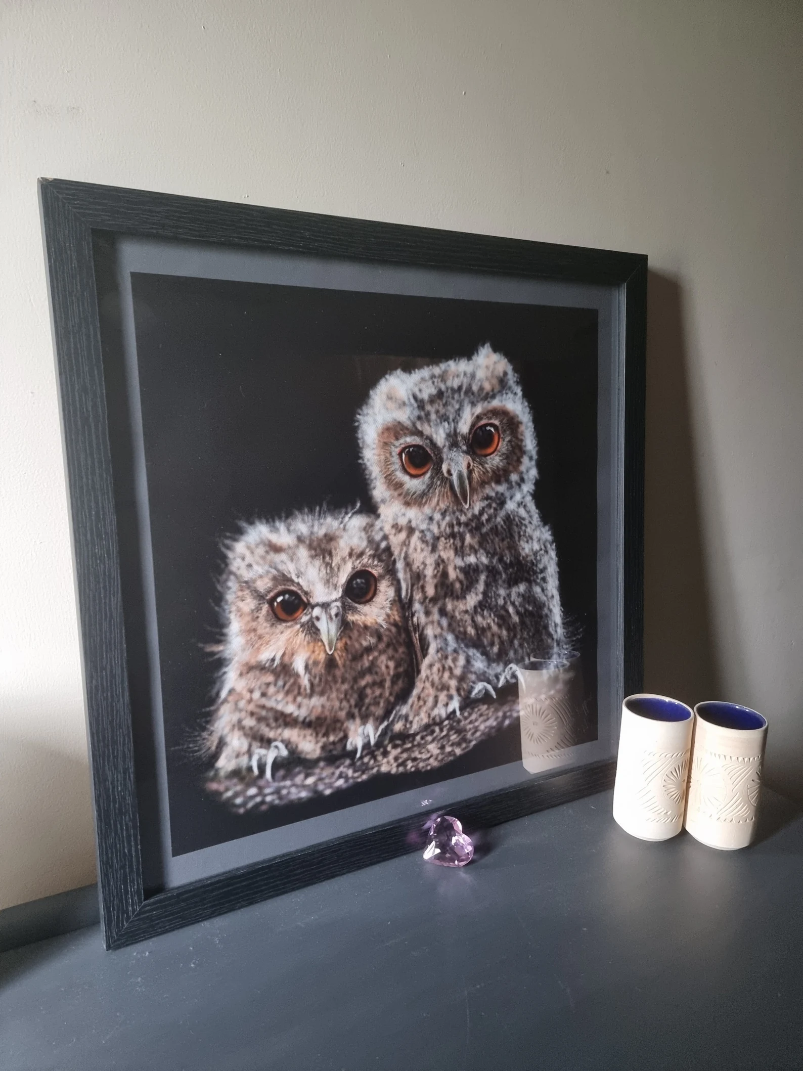Digital art design of two tawny owls produced by one of the startups on the programme